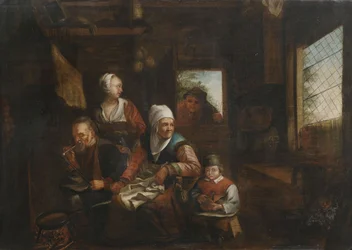 Bauernfamilie in der Küche